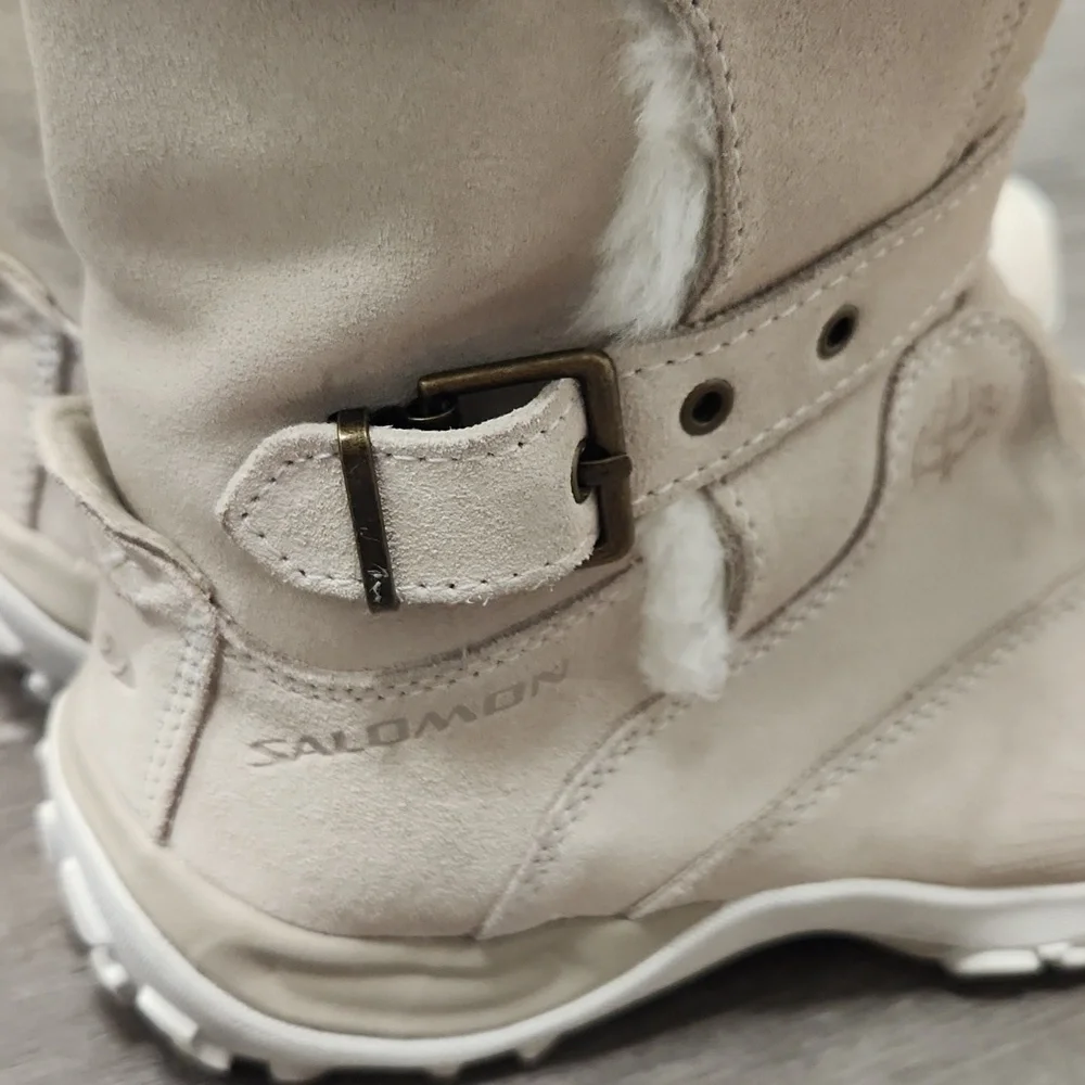 Salomon Lhasa Suede Contagrip Buckle Women's Cream Winter Boots